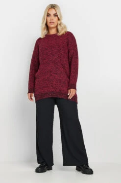 YOURS - Pull Bordeaux Texturé En Maille -Evans Boutique d3ca27e2 75ef 4e 280366 B