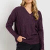LTS Tall Dark Purple Cable Knit V-Neck Jumper -Evans Boutique d3cdaf2a 2400 4e 353827 A
