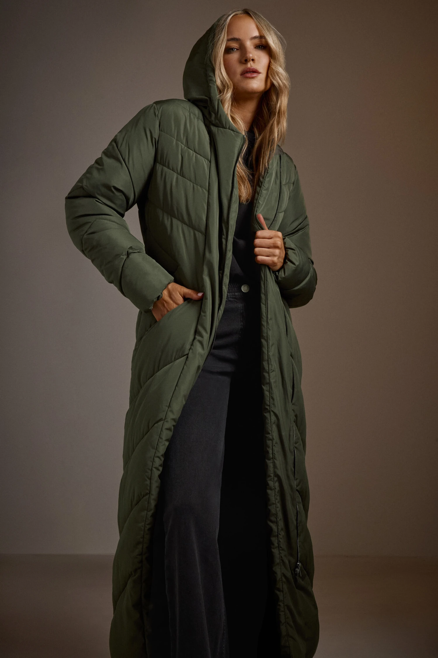 LTS Tall Green Padded Maxi Coat 3 LTS Tall Green Padded Maxi Coat
