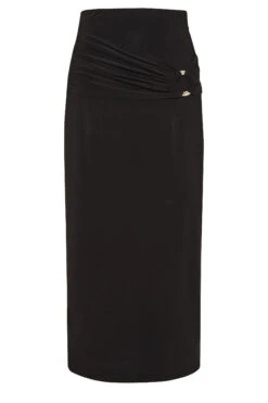 LTS Tall Black Buckle Drape Maxi Skirt 11 LTS Tall Black Buckle Drape Maxi Skirt -Evans Boutique d3fe71af 4b7b 41 356689 X