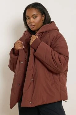 YOURS Curve Manteau Matelassé Marron