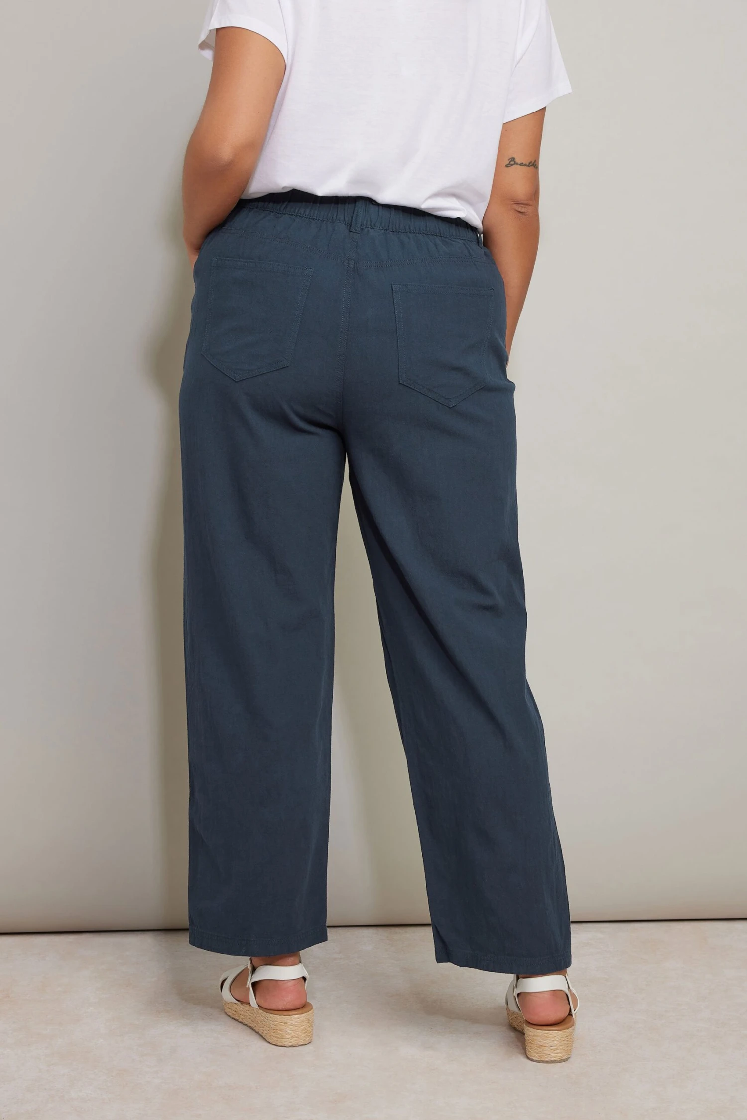 YOURS - Pantalon Bleu Marine En Coton Wide Leg 5 YOURS - Pantalon Bleu Marine En Coton Wide Leg – Image 3