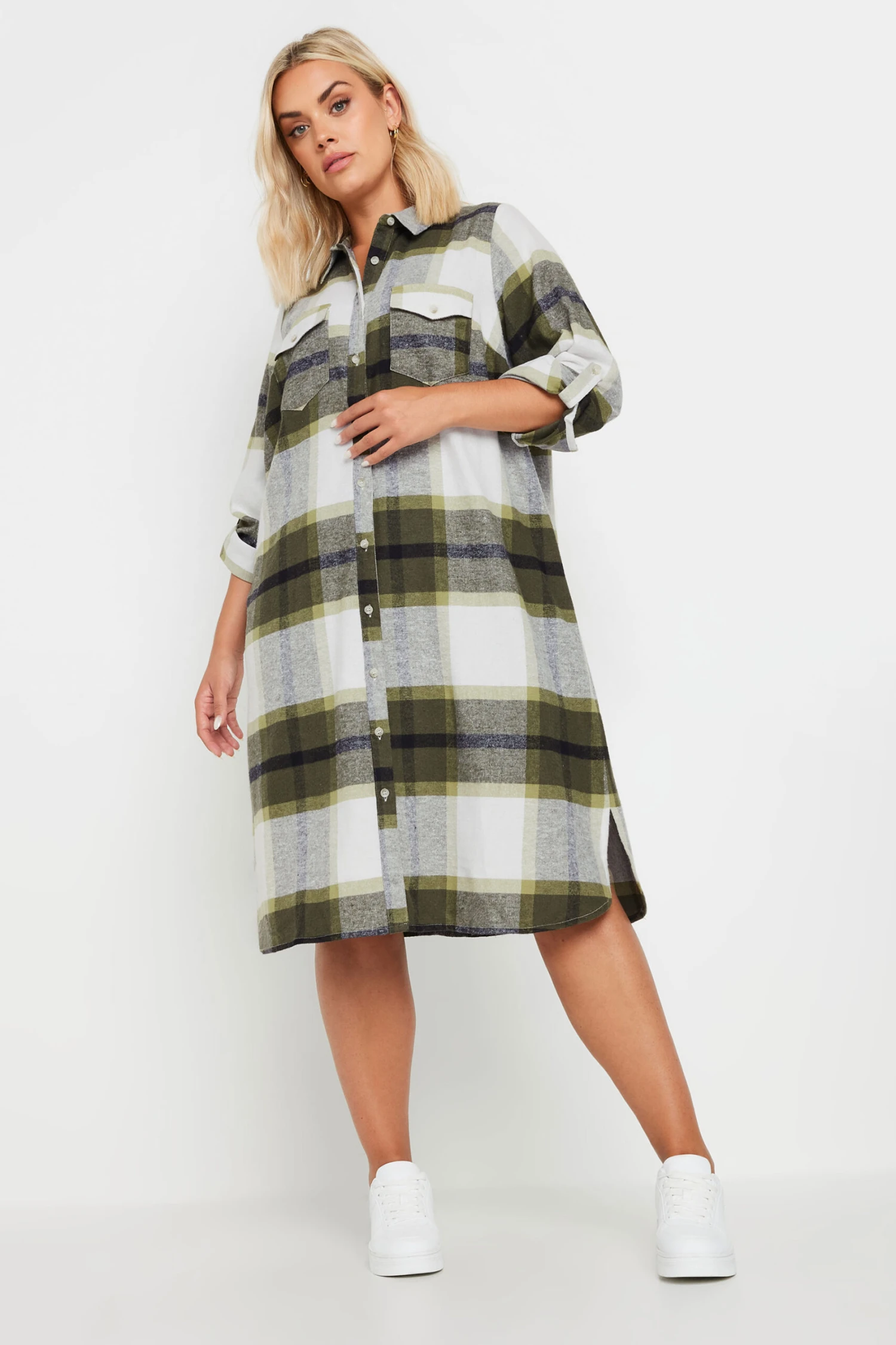 YOURS - Chemisier Vert Kaki Maxi à Carreaux 4 YOURS - Chemisier Vert Kaki Maxi à Carreaux – Image 2