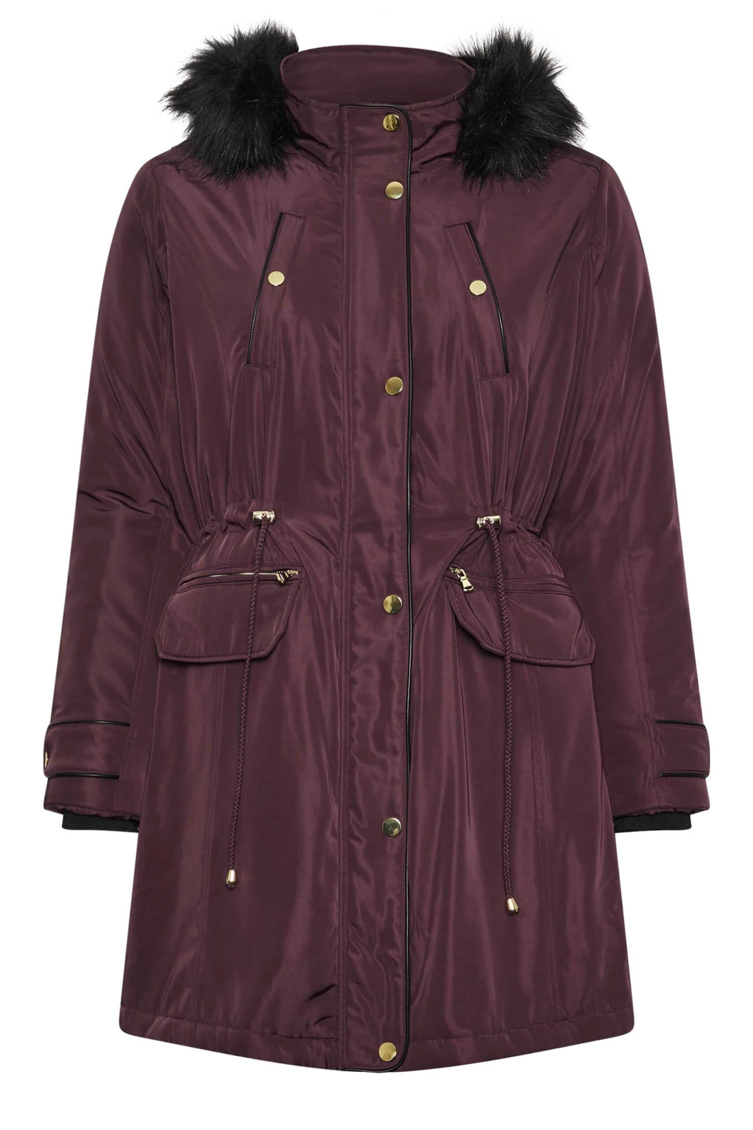 YOURS - Manteau Parka Bordeaux Capuche Fausse Fourrure 10 YOURS - Manteau Parka Bordeaux Capuche Fausse Fourrure – Image 8