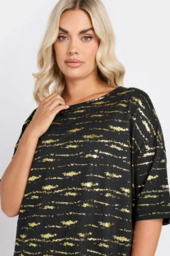 YOURS - Top Noir & Doré Texturé Alluminium 10 YOURS - Top Noir & Doré Texturé Alluminium -Evans Boutique d507fc96 98af 4a 303664 D