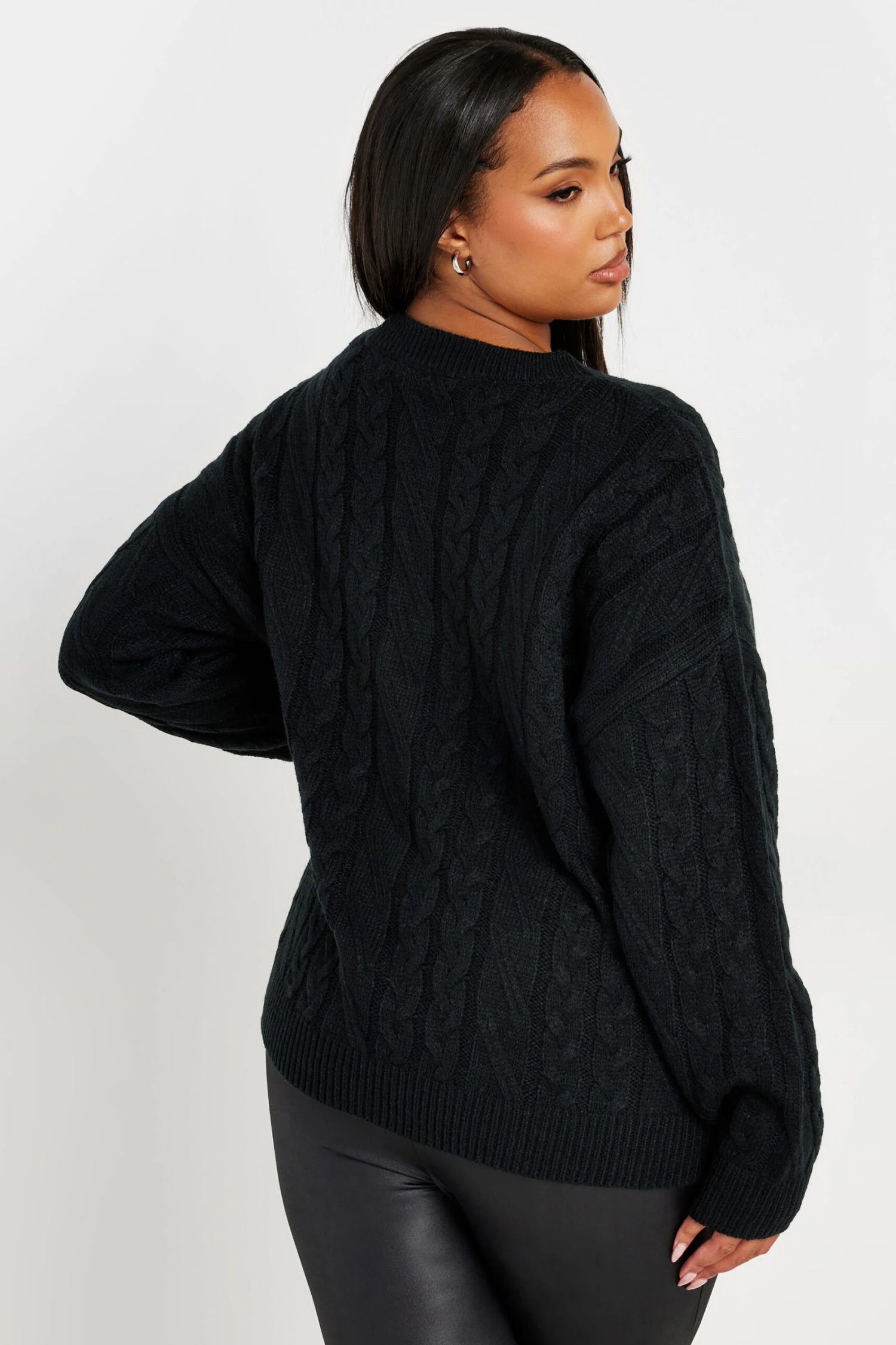 YOURS - Pull Noir Design Tressé En Maille 6 YOURS - Pull Noir Design Tressé En Maille – Image 4