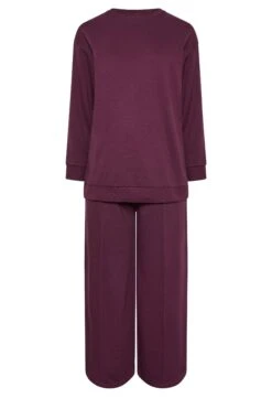YOURS Curve Ensemble Sweat-shirt Rouge Bordeaux Et Jogging à Jambes Larges -Evans Boutique d5468860 acee 46 126772 X