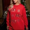 YOURS Curve Sweat-shirt à Paillettes Rouges « Ho Ho Ho » -Evans Boutique d556b9ea a019 48 126878 L1