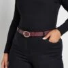Ceinture à Boucle Ovale Rouge Bordeaux