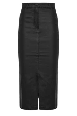 LTS Tall Black Coated Front Slit Skirt 15 LTS Tall Black Coated Front Slit Skirt -Evans Boutique d64ace21 e754 45 354096 X