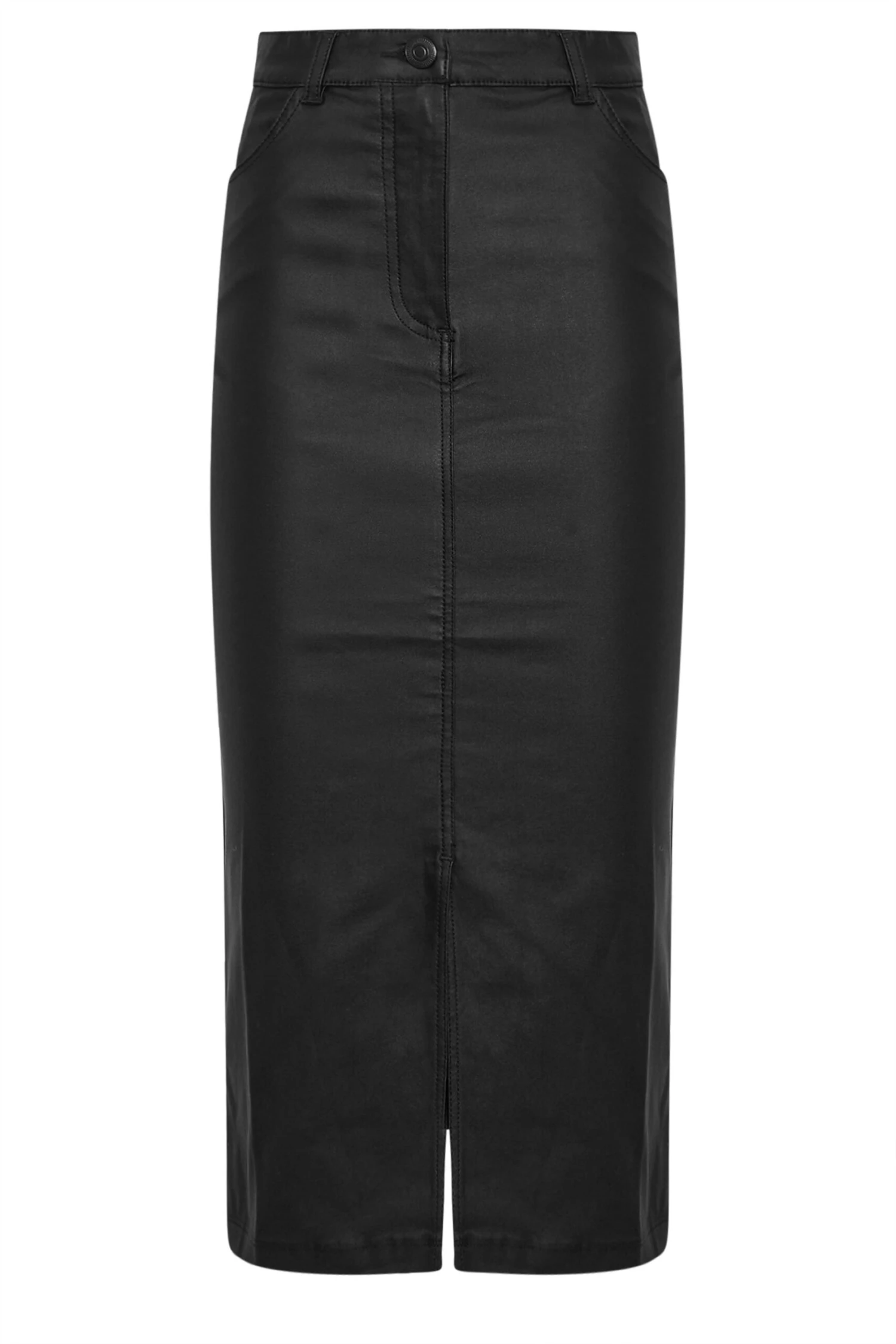 LTS Tall Black Coated Front Slit Skirt 9 LTS Tall Black Coated Front Slit Skirt – Image 7