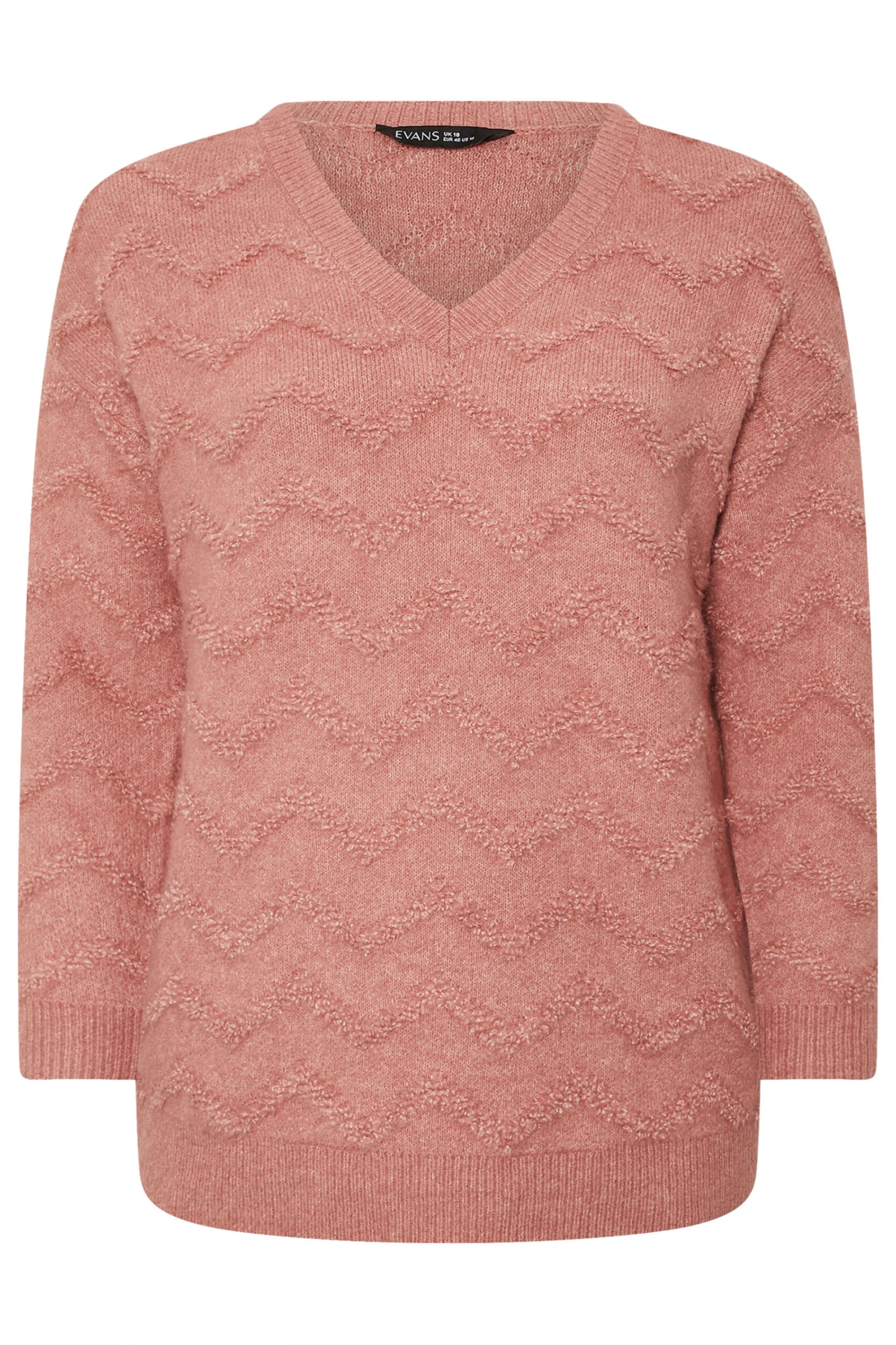 EVANS Curve Pink Zig Zag V-Neck Knitted Jumper 7 EVANS Curve Pink Zig Zag V-Neck Knitted Jumper – Image 5