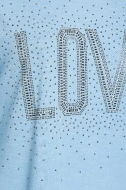 YOURS - Robe-Pull Bleue Ciel à Capuche Strass 'Love' -Evans Boutique d67d9dd2 efe5 42 302216 Z