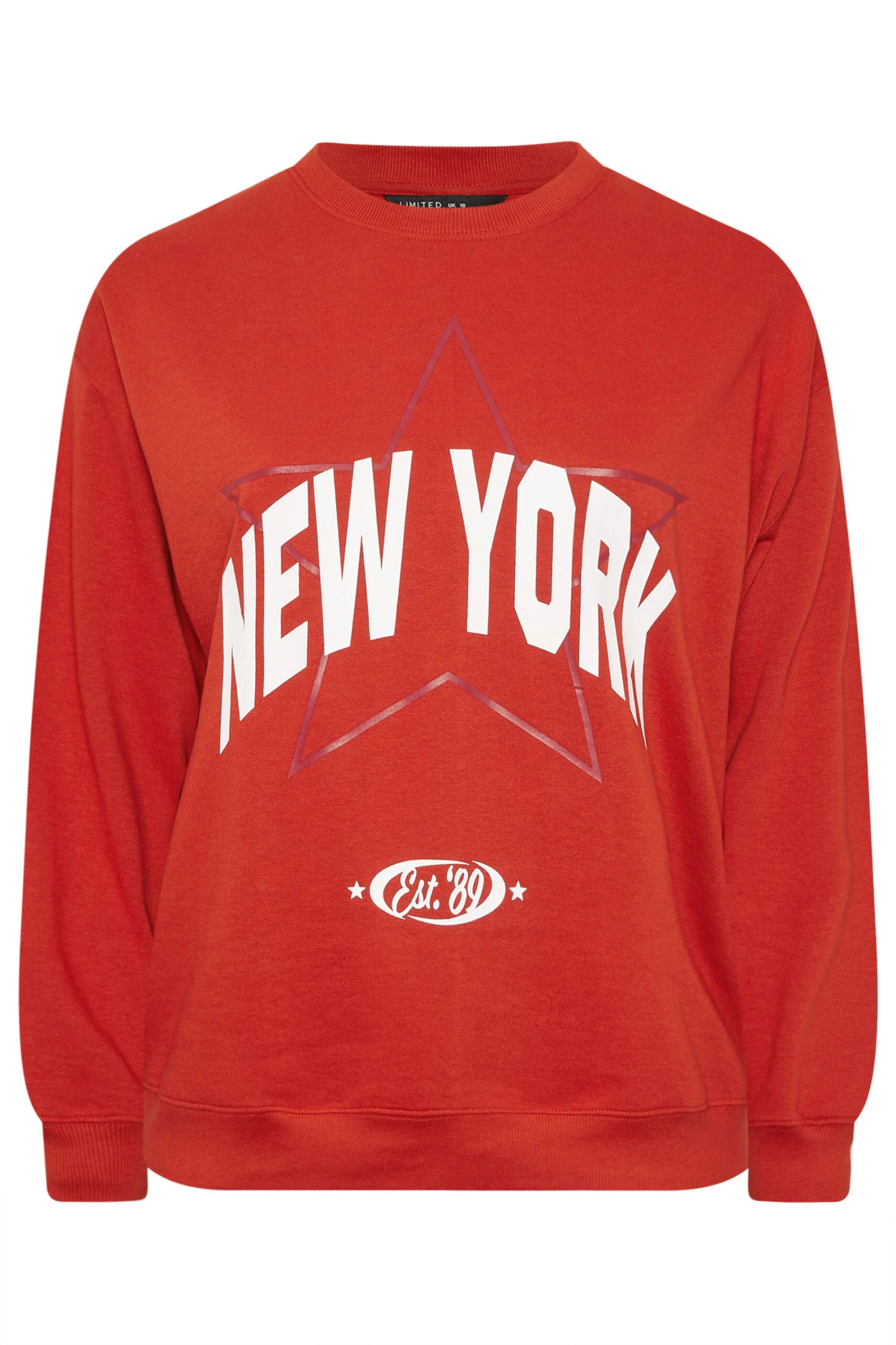 LIMITED COLLECTION Sweat-shirt Rouge Curve Avec Slogan « New York » 7 LIMITED COLLECTION Sweat-shirt Rouge Curve Avec Slogan « New York » – Image 5