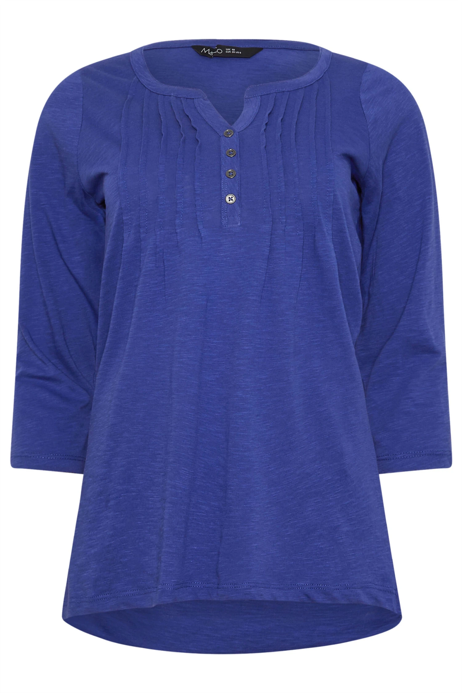 M&Co Cobalt Blue Cotton Henley Top 7 M&Co Cobalt Blue Cotton Henley Top – Image 5
