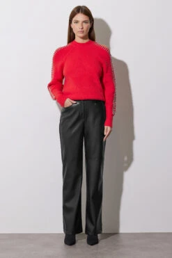 STAR Red Embellished Sleeve Jumper -Evans Boutique d747eb27 0c37 41 110616 B