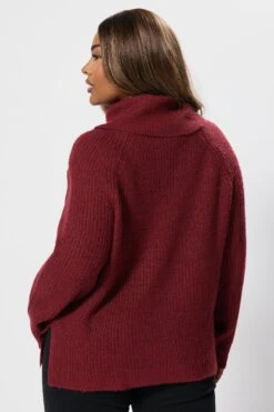 YOURS - Pull Col Roulé Bordeaux En Maille -Evans Boutique d74c1717 c341 4c 280285 C