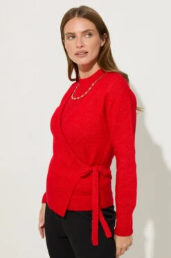 STAR Red 2 In 1 Chain Knitted Cardigan