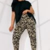 YOURS - Pantalon Coupe Droite Noir & Crème Design Abstrait -Evans Boutique d7ec4ae5 4d73 42 310135 A