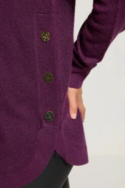LTS Tall Purple Knitted Button Side Jumper 10 LTS Tall Purple Knitted Button Side Jumper -Evans Boutique d7f0e13e b19a 44 356069 D