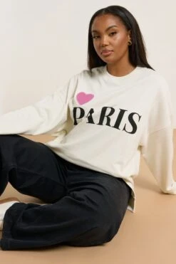 YOURS Curve Sweat-shirt Crème « Paris » Cœur 11 YOURS Curve Sweat-shirt Crème « Paris » Cœur -Evans Boutique d83ea5c3 cc33 49 126794 D