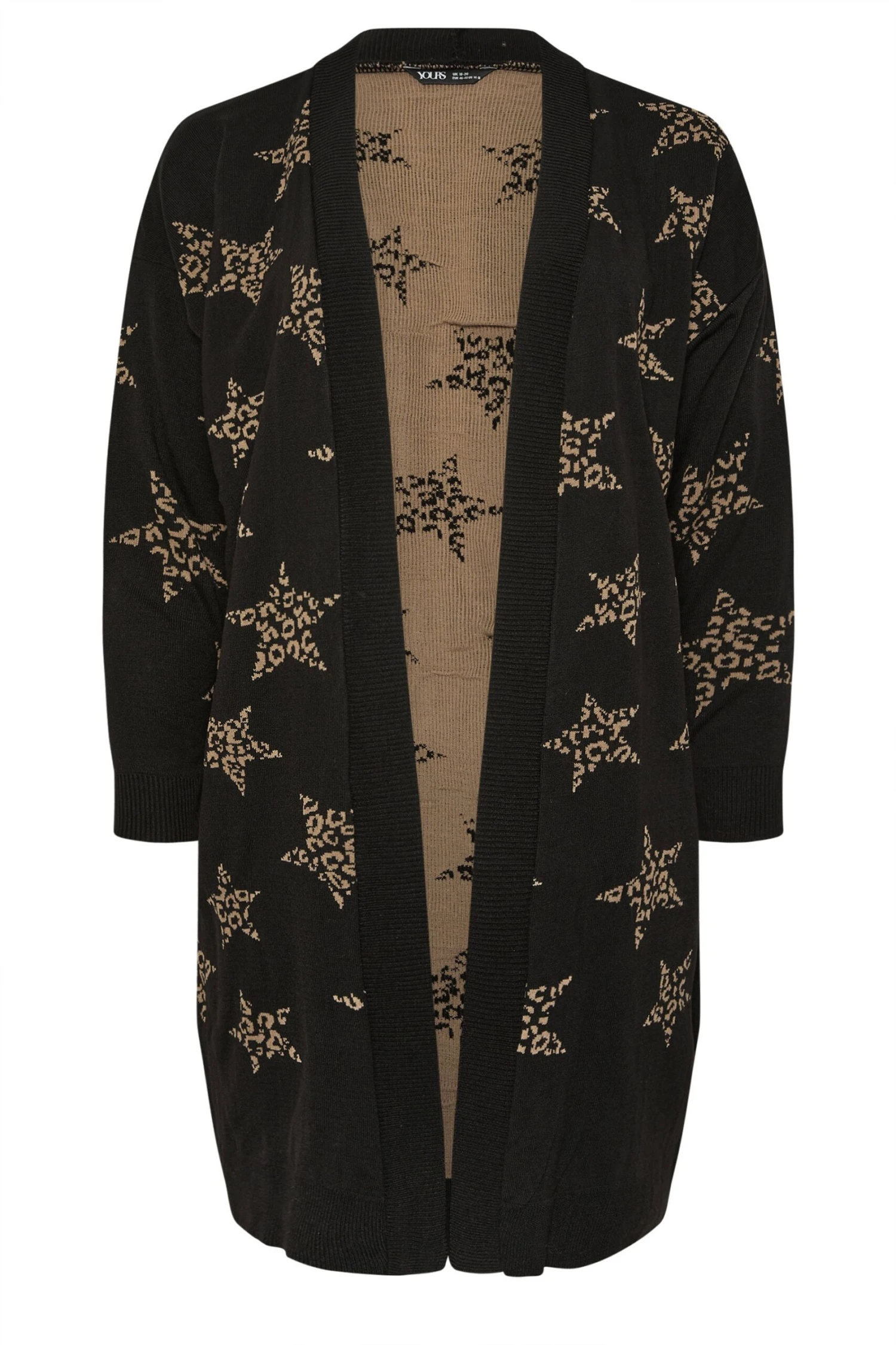 YOURS Curve Cardigan Midi Noir à Imprimé Léopard Et étoiles 7 YOURS Curve Cardigan Midi Noir à Imprimé Léopard Et étoiles – Image 5