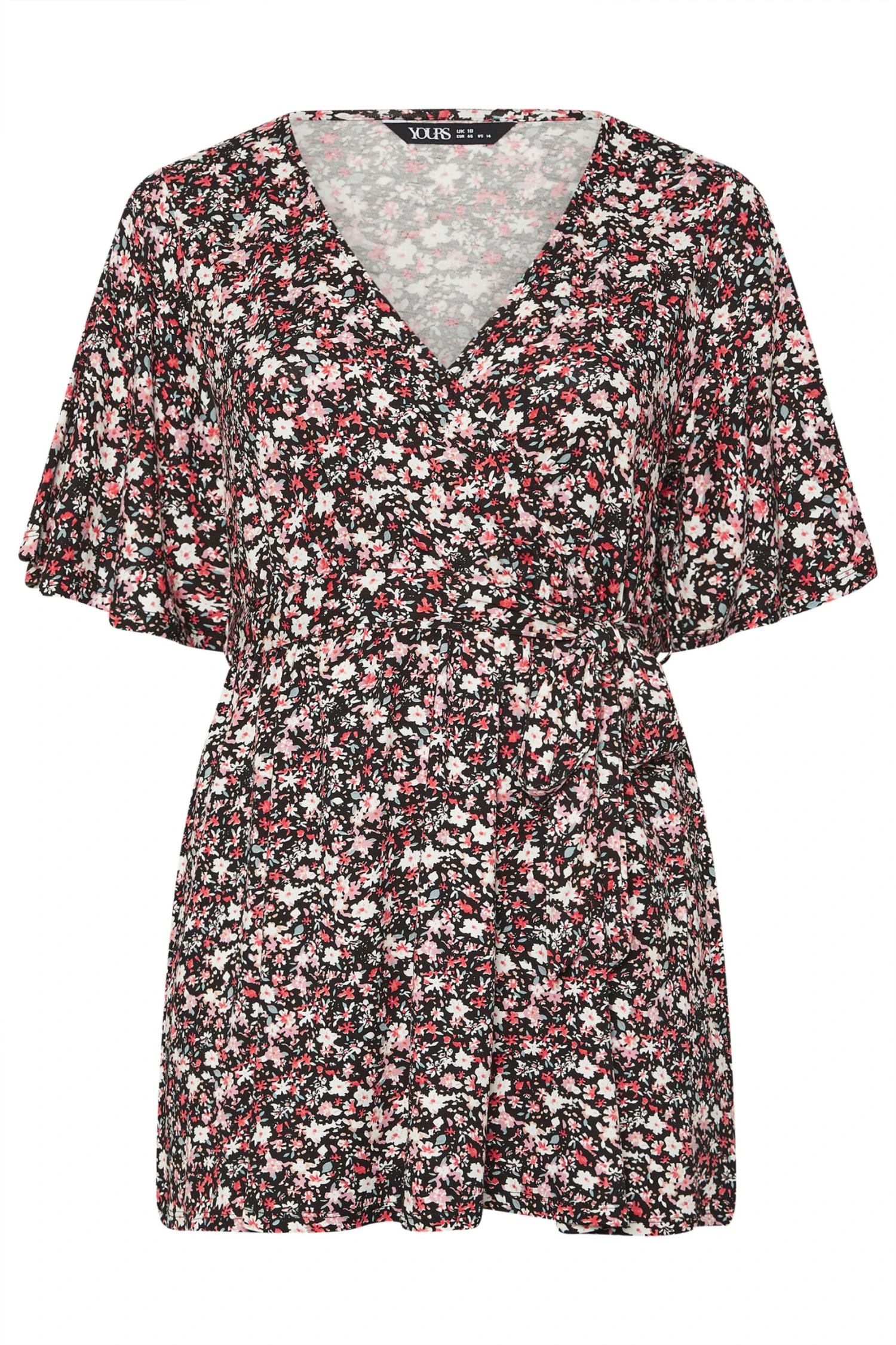 YOURS - Top Volanté Noir Floral Cache-Coeur Manches Courtes 7 YOURS - Top Volanté Noir Floral Cache-Coeur Manches Courtes – Image 5