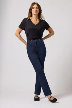 M&Co Indigo Blue Straight Leg Jeans 11 M&Co Indigo Blue Straight Leg Jeans -Evans Boutique d9297bec 134b 40 500246 A1