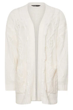 YOURS - Cardigan Crème Design En Maille Manches Longues -Evans Boutique d92aafe8 3246 42 280471 X