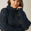 EVANS Curve Navy Blue Roll Neck Knitted Jumper