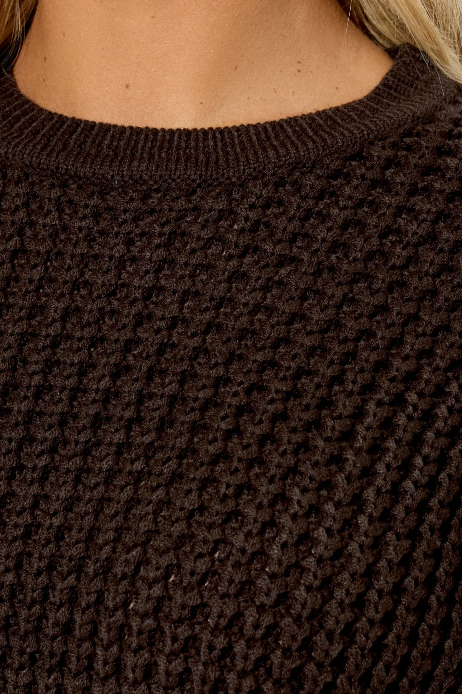 YOURS - Pull En Maille Gaufrée Marron Chocolat 8 YOURS - Pull En Maille Gaufrée Marron Chocolat – Image 6