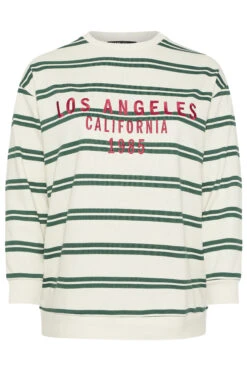 YOURS - Sweat-shirt à Rayures Blanches Et Vertes « Los Angeles » -Evans Boutique d99b4b30 1da2 4f 126800 X