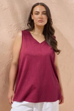 EVANS Curve Burgundy Red Premium Cotton Vest Top