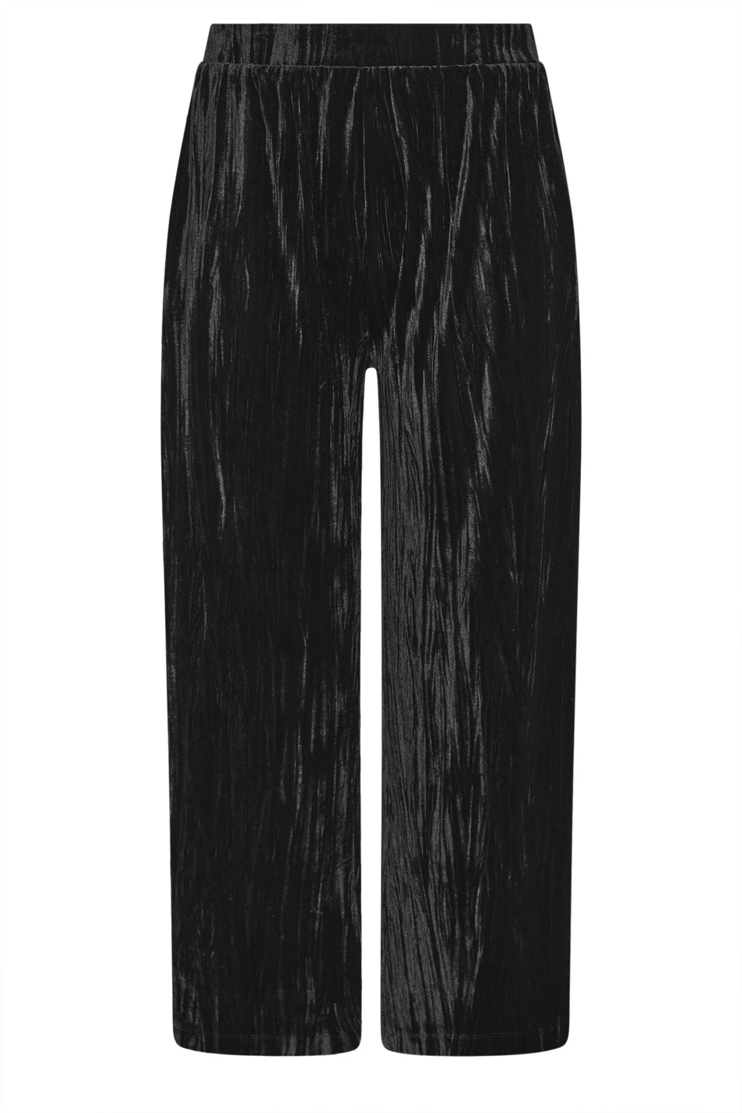 YOURS Curve Pantalon Large En Velours écrasé Noir 8 YOURS Curve Pantalon Large En Velours écrasé Noir – Image 6