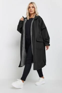 YOURS - Manteau Midaxi Noir Imperméable Doublure En Polaire