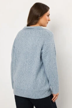 EVANS Curve Light Blue Collared Knitted Jumper 9 EVANS Curve Light Blue Collared Knitted Jumper -Evans Boutique da2275e5 678c 44 616252 C
