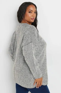 YOURS - Pull Doux Gris En Maille -Evans Boutique dab3ab0b bea4 4a 280239 D
