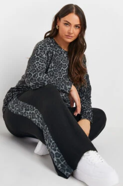 YOURS - Pantalon Noir Wide Leg Design Léopard