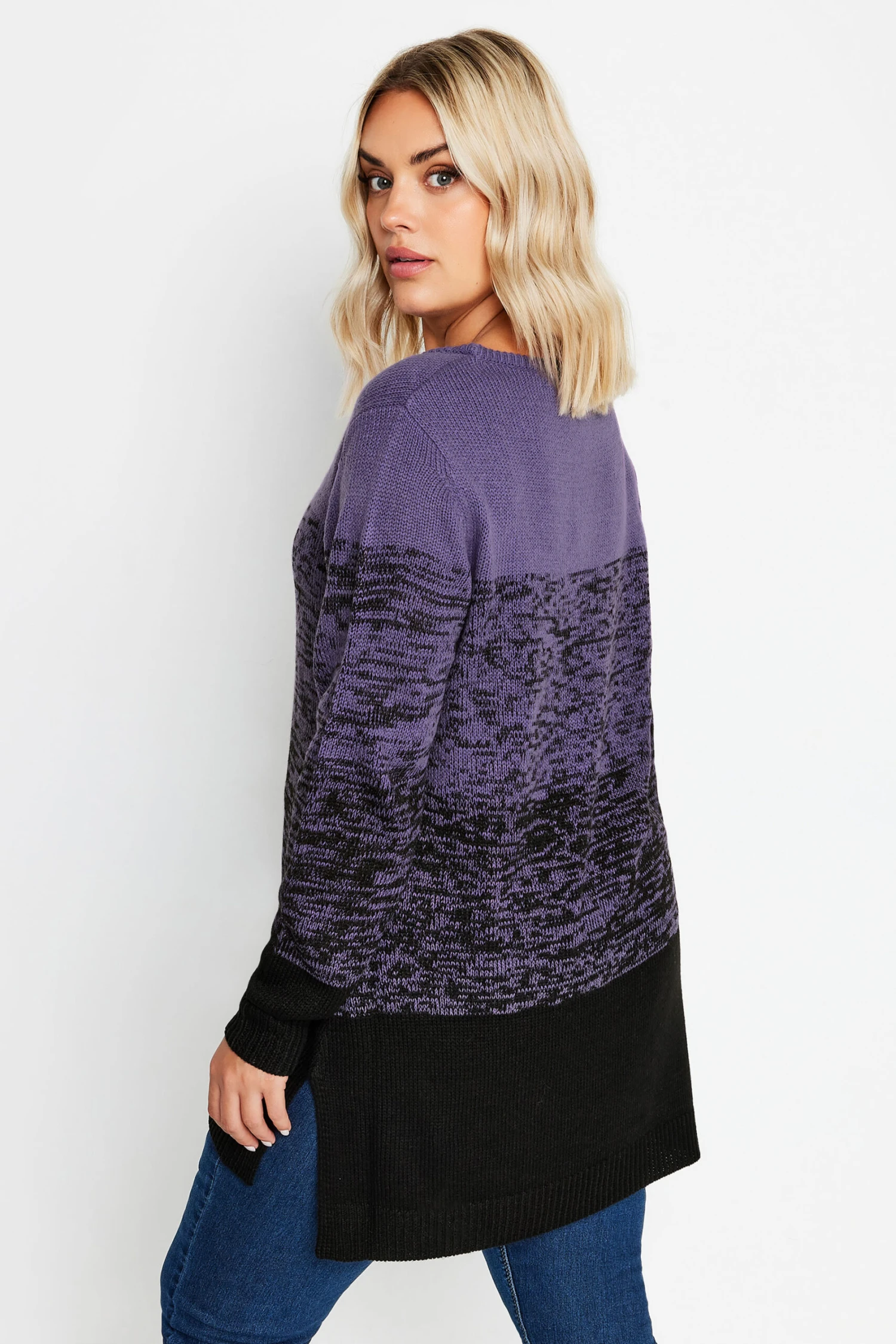 YOURS - Pull Violet Design Block De Couleur 6 YOURS - Pull Violet Design Block De Couleur – Image 4
