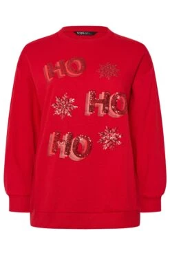 YOURS Curve Sweat-shirt à Paillettes Rouges « Ho Ho Ho » -Evans Boutique db3639c4 1fde 4e 126878 X