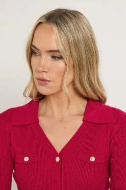 LTS Tall Red Ribbed Button Detail Top 10 LTS Tall Red Ribbed Button Detail Top -Evans Boutique db71d3f0 fa78 45 356383 D