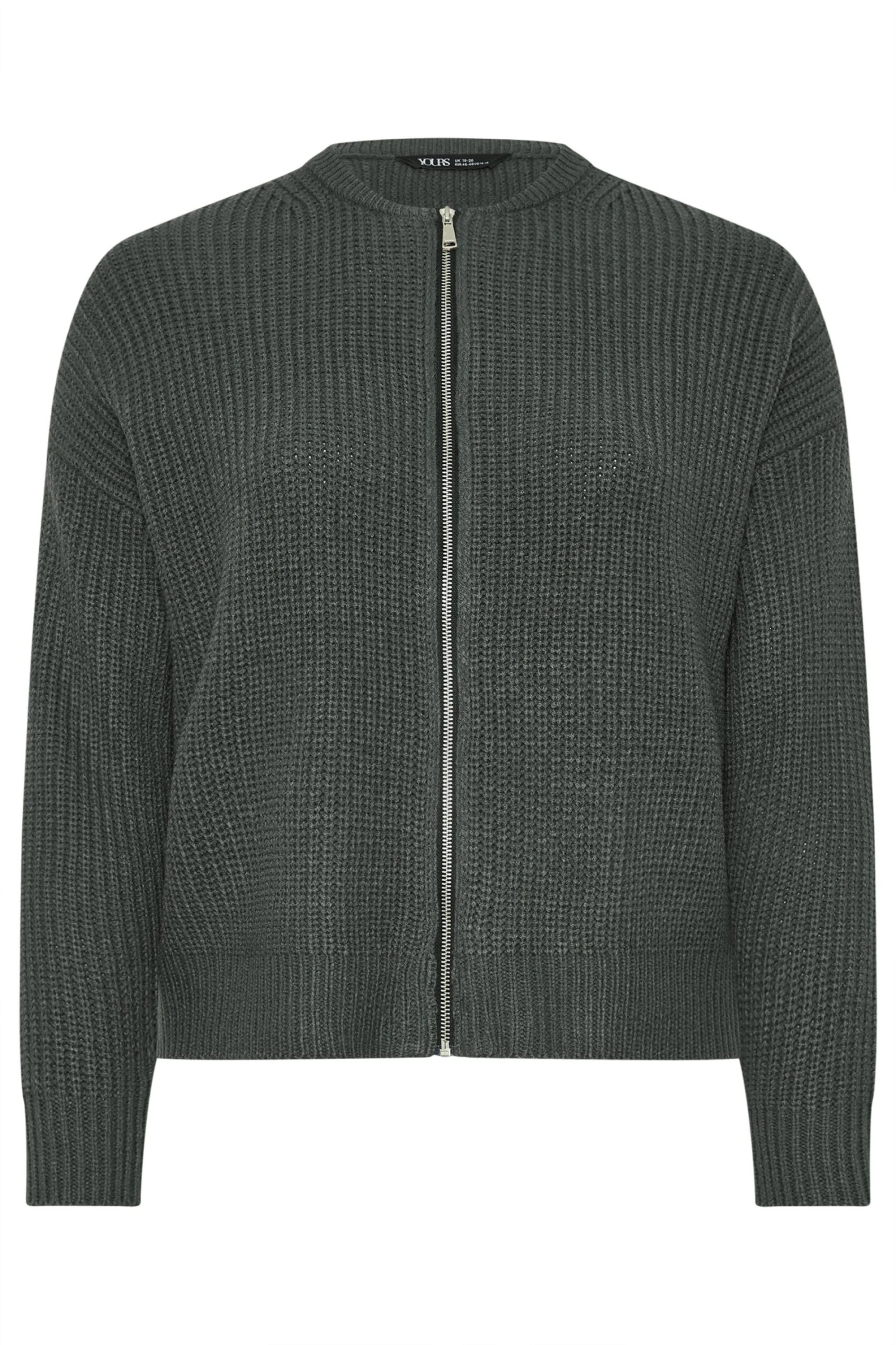 YOURS - Cardigan Gris Charbonneux En Maille Coupe Bomber 9 YOURS - Cardigan Gris Charbonneux En Maille Coupe Bomber – Image 7