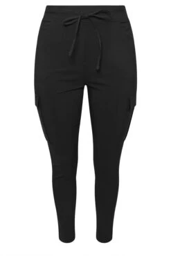 YOURS Curve Pantalon Cargo Noir En Bengaline -Evans Boutique db98dc46 65cd 4e 310231 X