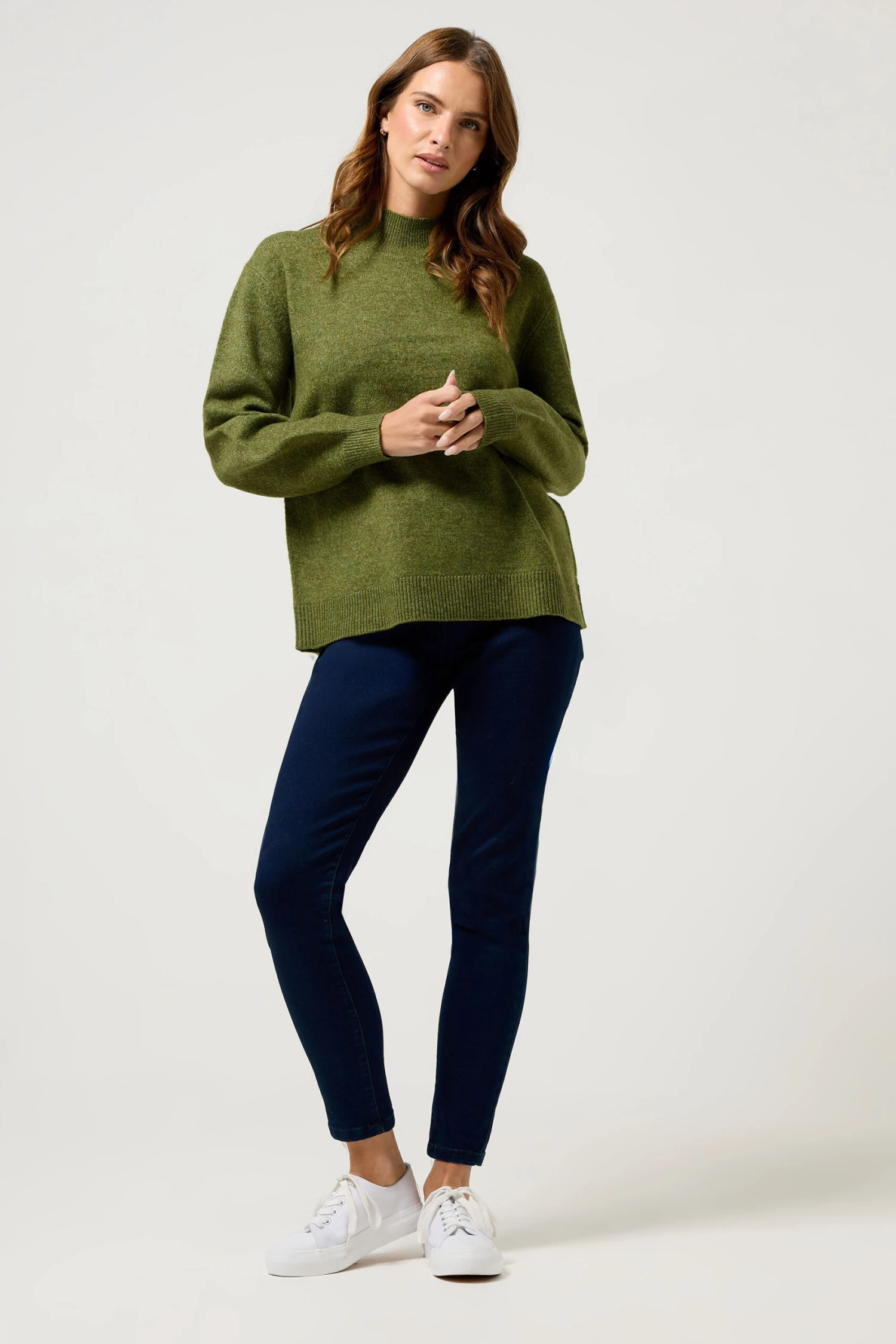 M&Co Green Funnel Neck Balloon Sleeve Jumper 4 M&Co Green Funnel Neck Balloon Sleeve Jumper – Image 2