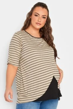 BUMP IT UP MATERNITY - Top Beige & Noir à Rayures D'Allaitement