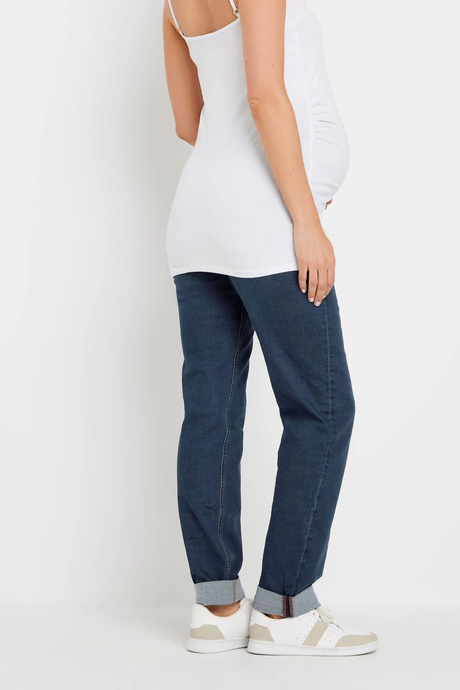 LTS Tall Maternity Dark Blue Turn Up Straight Leg Jeans 5 LTS Tall Maternity Dark Blue Turn Up Straight Leg Jeans – Image 3