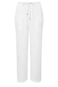 YOURS - Pantalon Wide Leg Blanc En Lin à Poches -Evans Boutique dc3d6f89 a7fa 4b 310011 X
