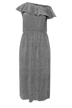 LIMITED COLLECTION Robe Longue à Volants Métallisés Argentés Curve