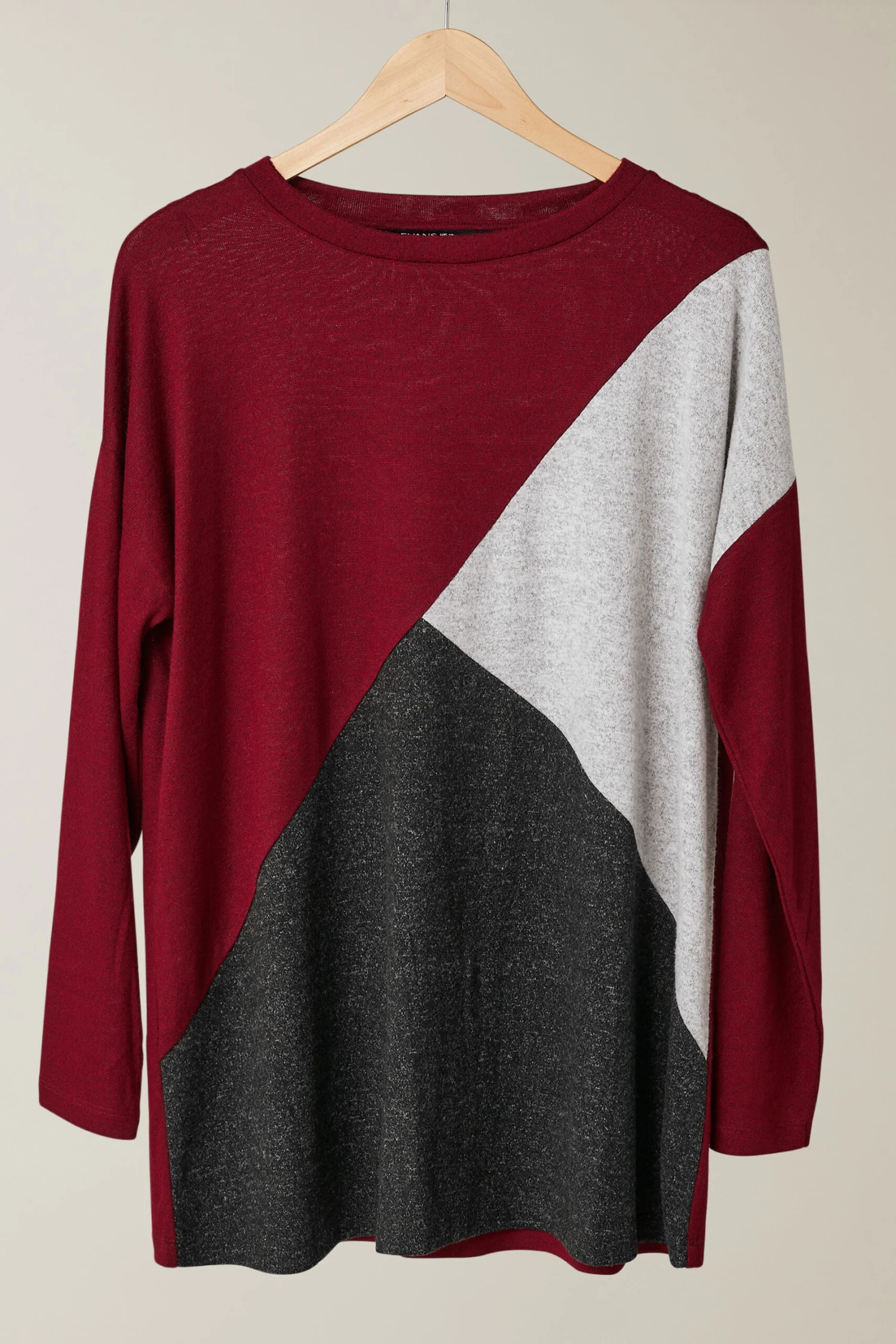 EVANS Curve Burgundy Red Colourblock Jumper 8 EVANS Curve Burgundy Red Colourblock Jumper – Image 6