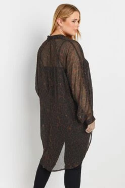 YOURS - Chemisier Marron Long En Filet Design Léopard 11 YOURS - Chemisier Marron Long En Filet Design Léopard -Evans Boutique dd0ef8bf 1694 46 330576 C